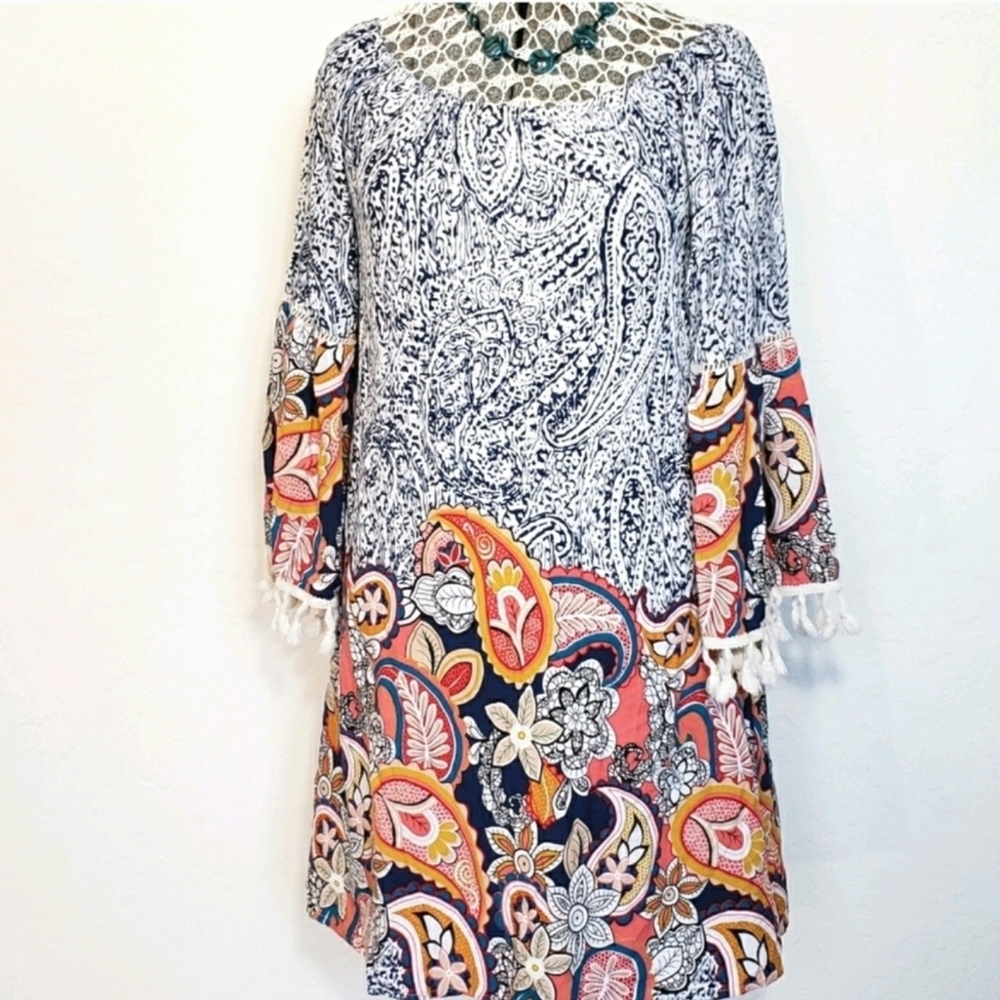 Entro Boho Fringe Mini Dress Tunic